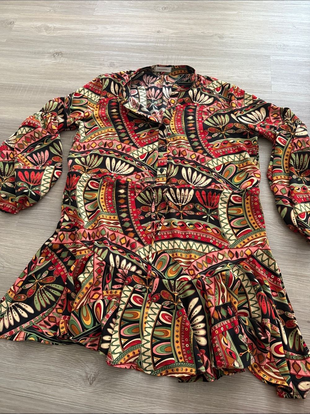 Boho Printed Ruffle Hem Top - Multicolor